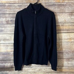 Men’s Port Authority Zip Up Sweater XS Navy Blue Mock Neck Jacket